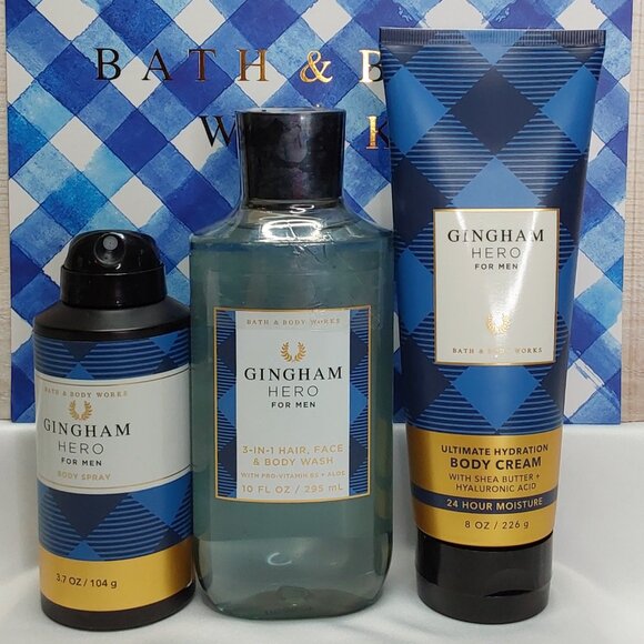 BATH & BODY WORKS 'GINGHAM HERO' 3-PIECE GIFT SET BODY WASH, LOTION & SPRAY MIS - Picture 4 of 16